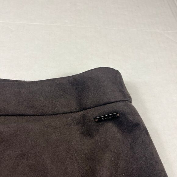 T Tahari Faux Suede Pencil Skirt Brown Corpcore Workwear Classic Back Zip M - Picture 4 of 12